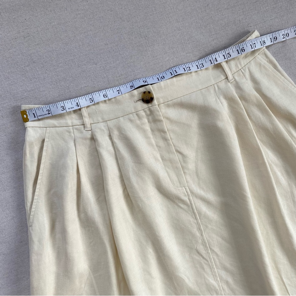 Lafayette 148 New York Rosabella Ivory Linen Pleated Flare Skirt With Pockets - Picture 5 of 11